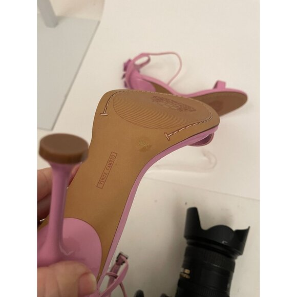 Vince Camuto Tanvie Sweet Lavender Floral Leather Anklet Sandals Heel Size 9 NEW - Picture 9 of 9